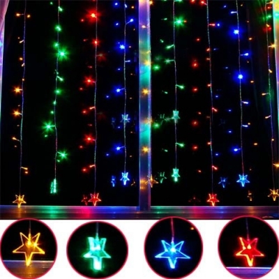Colorful String Stars Shape LED Light Christmas Decorations