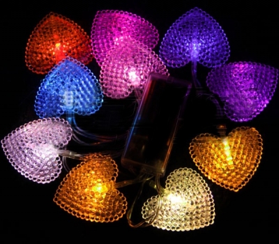 Colorful Heart Shape String LED Light Sparkling Christmas Decorations