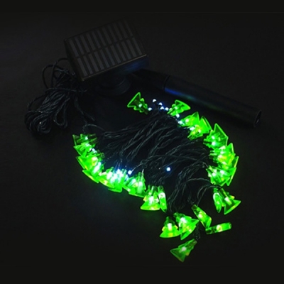 Solar Powered LED Light String Green Christmas Decorations