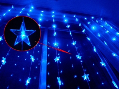 Crystal Star Beaded Blue LED String Christmas Lights