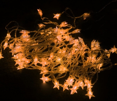 Golden LED String Star Shape Christmas Lights
