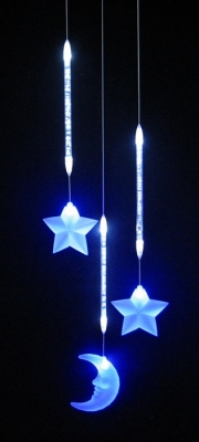 Blue Star & Moon LED Wind Bell Christmas Lights