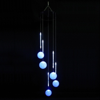 LED Wind Bell Five Snowballs White Christmas Lights