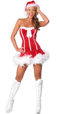 Strapless Sweetheart Goose Feather & Satin Mini & Sexy Dress Christmas Clothing
