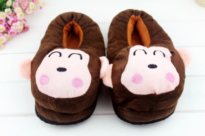 Brown Lovely Monkey Cold Resistant Christmas Shoes