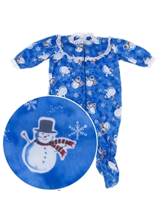 Blue Snowman Footed Pajamas Children Sleepwear