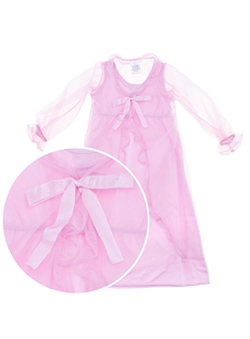 Pink & White Long Sleeves Peignoir Set Children Sleepwear