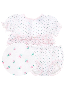 Ruffled Short Sleeves Pajamas For Infant Girls Children Sleepwear