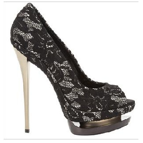 Black Lace & Elegant Waterproof High Heel Shoes