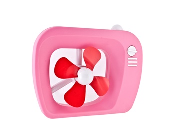 Mini Plastic Pink Television-Shaped Desk Fan