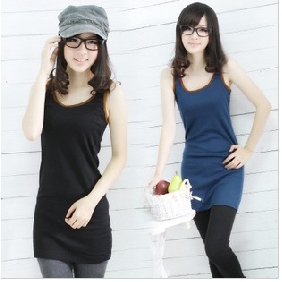 Black Extra Long Pure Cotton Camisoles