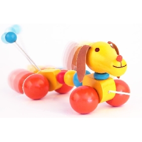 Baby's Cute Dog Wooden Pull Action Figure