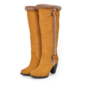 High-heeled Knee-high Synthetic Velboa Women's Boots