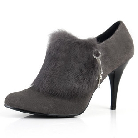 Cowhide With Crystal Decoratied Spring & Autumn Women's Ankle Boots