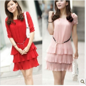Pink Short Sleeve Mini Cocktail Dresses