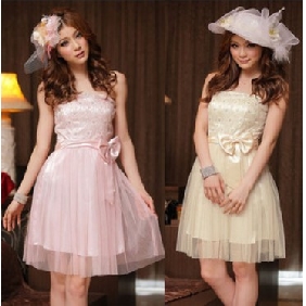 Pink With Spaghetti Straps Tulle & Satin Cocktail Dresses