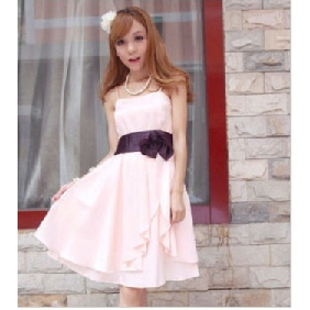 Pink With Purple Ribbons Tulle & Mini Cocktail Dresses