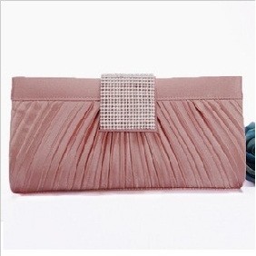 Pink With Ruffles Rectangular Shape Evening Bags
