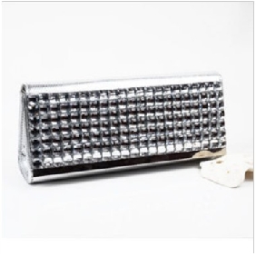 Silver With Buttons Lattice Shape Evening Bags