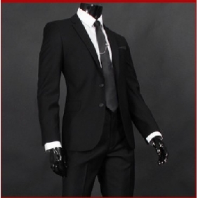Dark Black Board Shoulders Cotton & Polyester Men's Suits