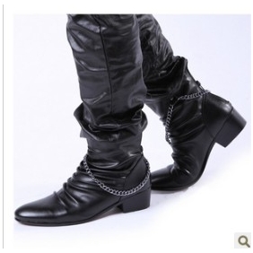 Black With Chain Waterproof Men's Boots