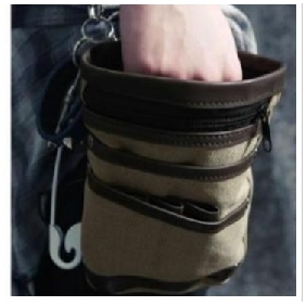Beige Canvas With Zipper Waist Bags