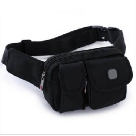 Black Canvas & Nylon Casual & Stylish Waist Bags