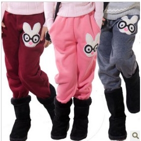 Loose With Rabbit Images On Cold Resistant Children's Pants & Trousers