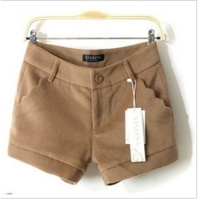 Camel Low Waist With Zipper Women's Shorts