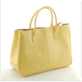 Light Yellow With Handle PU Leather Handbags