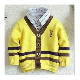 Yellow V-neck Long Sleeve Children's Coats