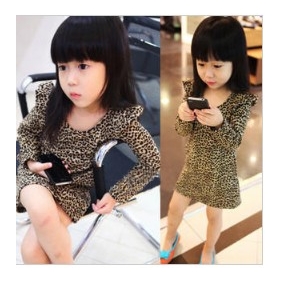 Leopard Grain Long Sleeve Thicken Children's Coats