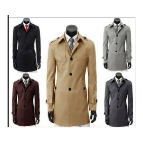 Long Style With Buttons Cotton & Polyester Men's Jackets & Coats