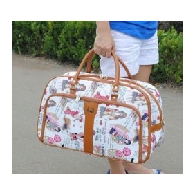 Brown PU Leather With Zipper Travel Bags