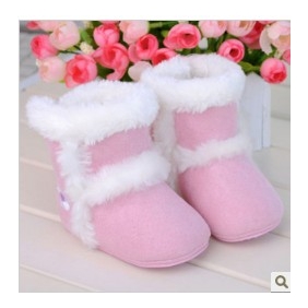 Pink Wool Cold Resistant Baby Boots