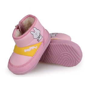 Pink With Zipper Flat Bottom Baby Boots
