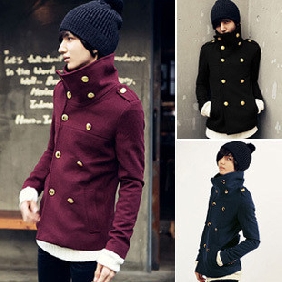 Double-breasted Woollen Big Fold-over Collar Other Men's Clothing