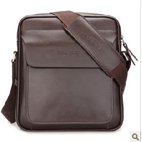 Coffee Leather With Zipper Shoulder Bags