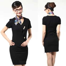 Short Sleeve V-necked Slim Uniforms