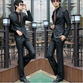 Fold-over Collar With One Button Black Other Men's Clothing