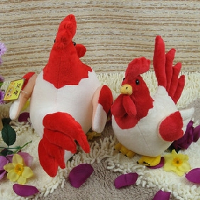 Red & White Lovely Plush Rooster Action Figure