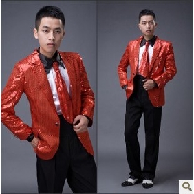 Red Sequined With Button Other Men's Clothing