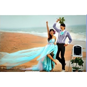 Asymmetrical Light Blue Sleeveless Beach Wedding Dresses