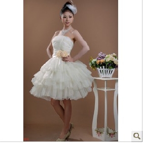 Tiered Tulle Ivory Short/ Mini Wedding Dresses