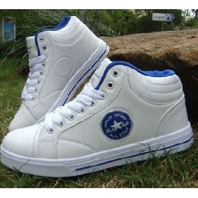 Blue & White Rivets PU Skin Men's Casual Shoes