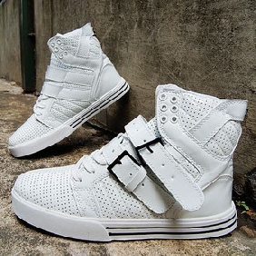 White Fine Leather Anti-foul Men's Casual Shoes