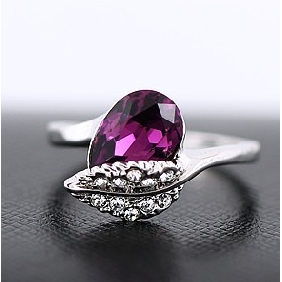 Purple Fower Shape Silver Wedding & Engagement Rings