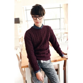 Jacquard Purple  Knitted Men's Sweaters