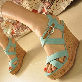 Soft Face Blue Uncover Toes Women's Espadrilles & Wedge Shoes