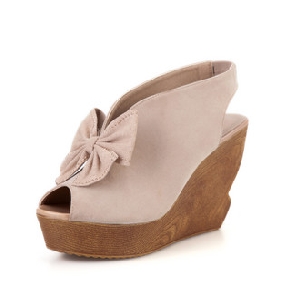 Light Pink Bow Decoration Suede Women's Espadrilles & Wedge Shoes